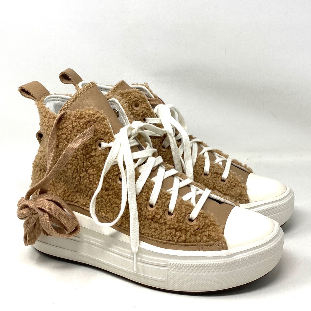 Converse Chuck Taylor Move Platform High Top Сream Sherpa Women Sneakers A04259C - Picture 2 of 9